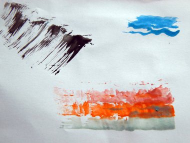 Suluboya çizimler beyaz kağıt arka plan üzerine çizilmiş boyalar