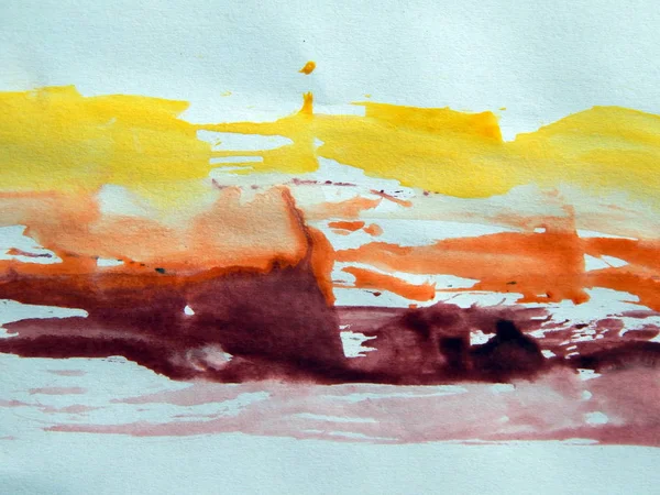 Suluboya çizimler beyaz kağıt arka plan üzerine çizilmiş boyalar