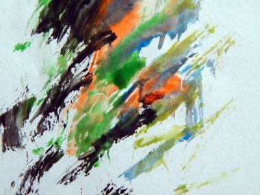 Suluboya çizimler beyaz kağıt arka plan üzerine çizilmiş boyalar