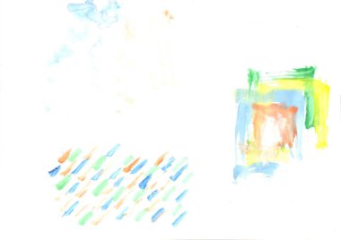 Suluboya çizimler beyaz kağıt arka plan üzerine çizilmiş boyalar