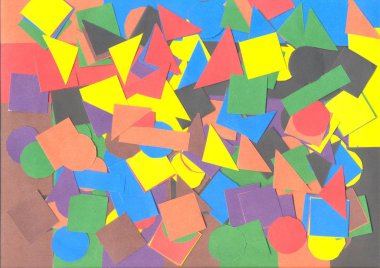 Kağıt uygulama makas ile renkli kesilmiş