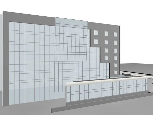 Architektura projektu 3D model Wizualizacja budynku — Zdjęcie stockowe