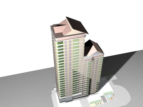 Építészet projekt 3D modell vizualizációs épület — Stock Fotó