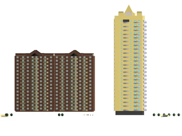 Proyecto de arquitectura 3d modelo vizualization edificio —  Fotos de Stock