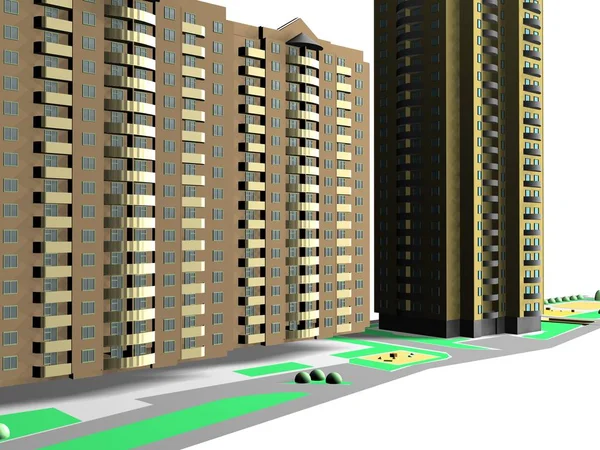 Arkitekturprojekt 3D-modell vizualization Building — Stockfoto