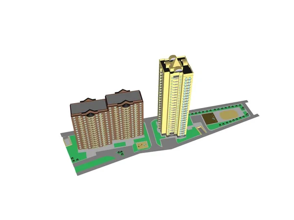Építészet projekt 3D modell vizualizációs épület — Stock Fotó