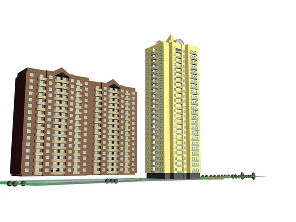 Arkitekturprojekt 3D-modell vizualization Building — Stockfoto