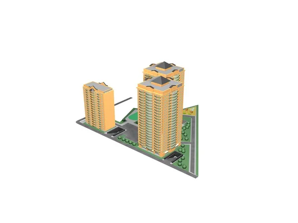Proyecto de arquitectura 3d modelo vizualization edificio — Foto de Stock