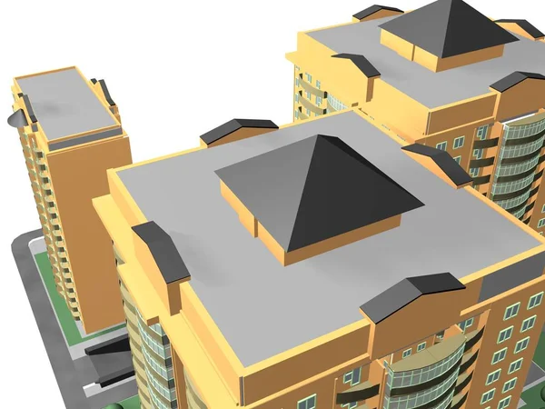 体系结构项目 3D 模型可视化建筑 — 图库照片