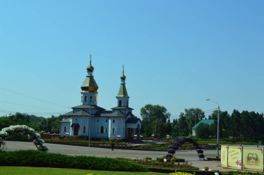 Kovalivka, Ukrayna-22 Haziran 2019: Mimarlık ve insanlar t