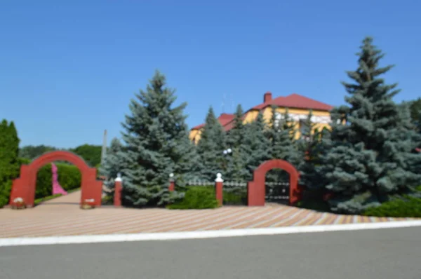 KOVALIVKA, UKRAINE - JUNE 22, 2019: Architecture and people on t — Stock Photo, Image