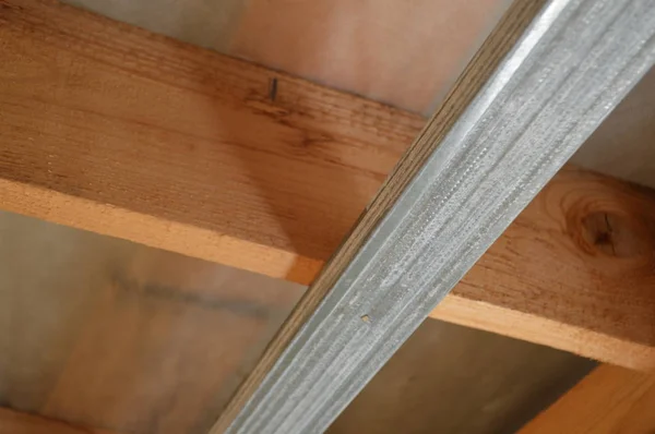 Installation of a metal profile for drywall — Stock Photo, Image