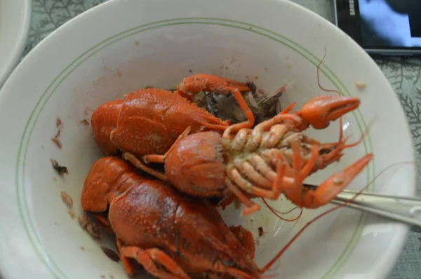 Preparado lagostim fervido em uma chapa — Fotografia de Stock