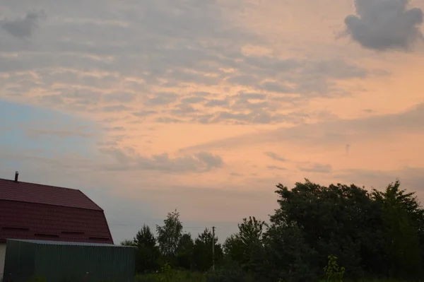 Nuvens Pôr Sol Antes Trovão Chuva — Fotografia de Stock