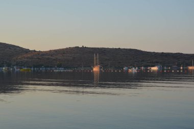 GUMBET, TURKISH - 02 Temmuz 2020 Bodrum plaj ve plaj panoraması