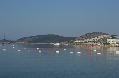 GUMBET, TURKISH - 02 Temmuz 2020 Bodrum plaj ve plaj panoraması