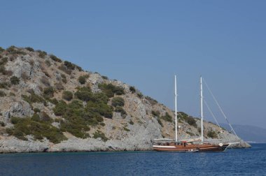 BODRUM, TURKISH - 02 Temmuz 2020 Yat limanına park edildi