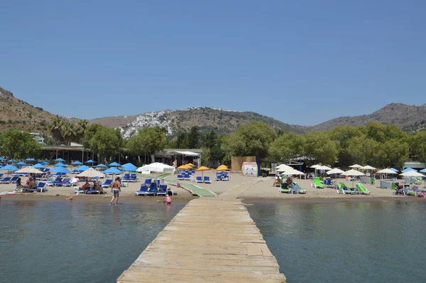 Bodrum Turquía Julio 2020 Panorama Playa Camellos Mar Egeo — Foto de Stock