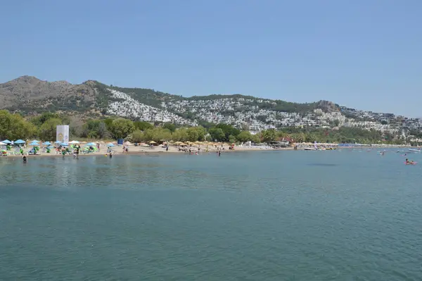 Bodrum Turquía Julio 2020 Panorama Playa Camellos Mar Egeo —  Fotos de Stock