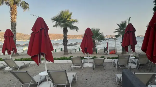 Gumbet Turkish Июля 2020 Панорама Пляжа Пляжа Бодруме — стоковое фото