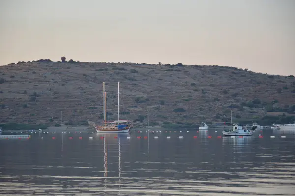 Gumbet Turkish 2020 Július Strand Strandpanoráma Bodrumban — Stock Fotó