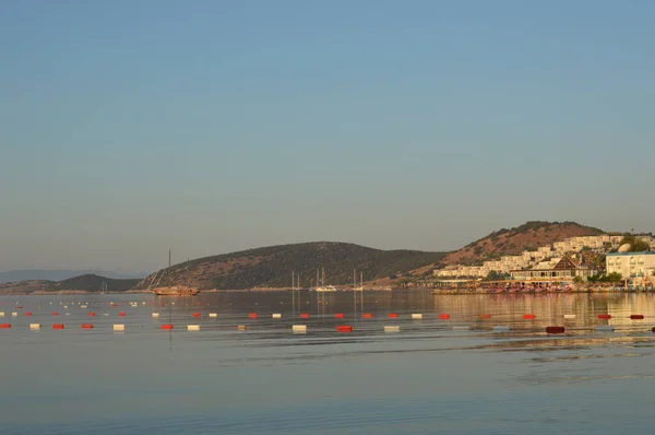 Gumbet Turkish 2020 Július Strand Strandpanoráma Bodrumban — Stock Fotó