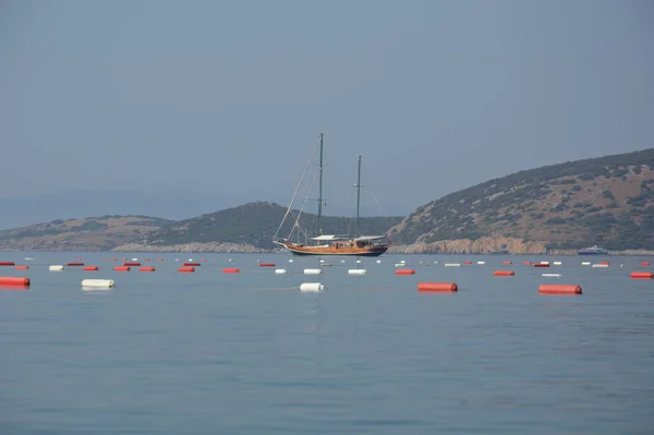 Gumbet Turkish Julho 2020 Panorama Praia Praia Bodrum — Fotografia de Stock