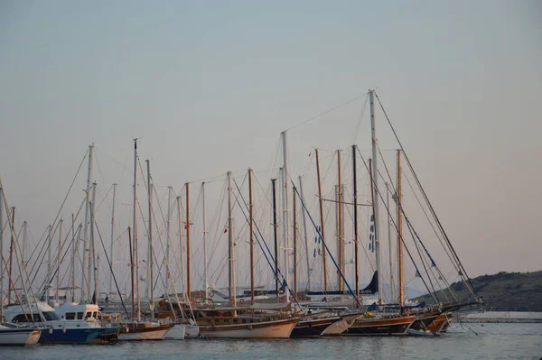 Bodrum Turquía Julio 2020 Yates Estacionados Puerto Deportivo — Foto de Stock