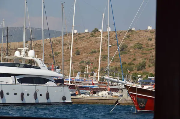 Bodrum Turquês Julho 2020 Iates Estacionados Marina — Fotografia de Stock