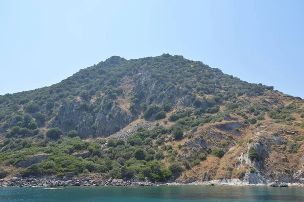 Egeiska Havet Turkiet Panorama Över Bergen Och Kusten — Stockfoto