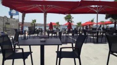 GUMBET, TURKISH - 02 Temmuz 2020 Bodrum plaj ve plaj panoraması