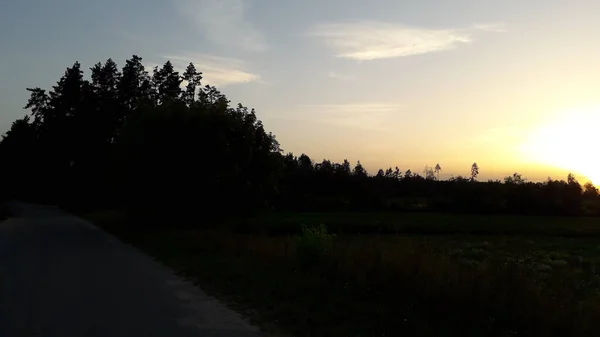 Přírodní Panorama Během Západu Slunce Večer — Stock fotografie