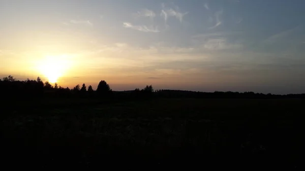 Natuurpanorama Bij Zonsondergang Avonds — Stockfoto