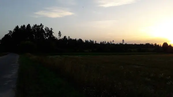 Natuurpanorama Bij Zonsondergang Avonds — Stockfoto