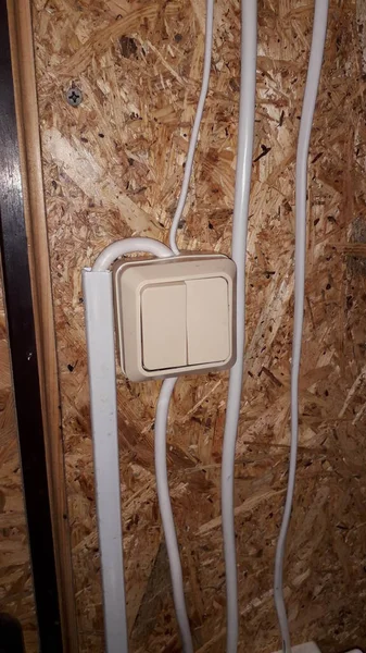 Cableado Eléctrico Cables Enchufes Lámparas Interior Casa — Foto de Stock