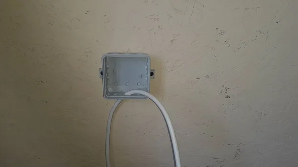 Elektrische Verkabelung Von Drähten Steckdosen Und Lampen Inneren Des Hauses — Stockfoto