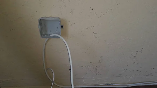 Fiação Elétrica Fios Tomadas Lâmpadas Interior Casa — Fotografia de Stock