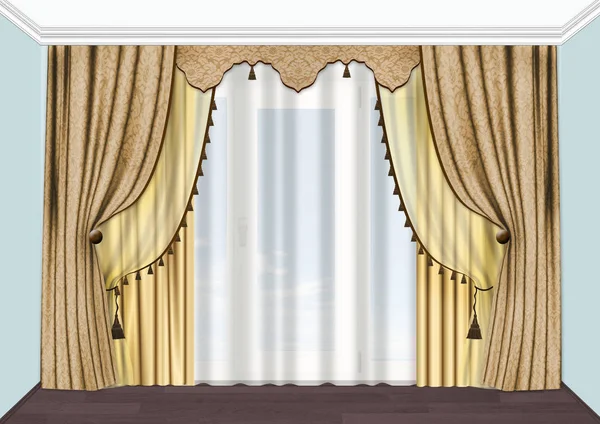 Sketch Curtains Interior — Stock Photo, Image