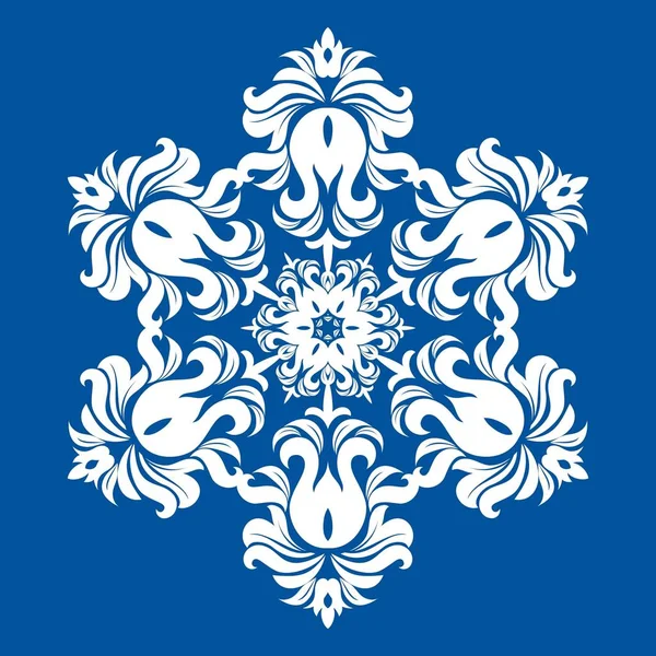 Copo Nieve Mandala Color Blanco Sobre Fondo Azul Adorno Para — Vector de stock