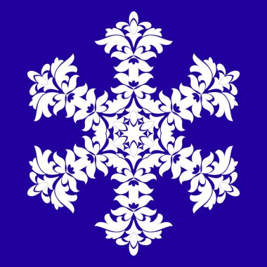 Sofistike kar tanesi tasarım öğesi mavi zemin üzerine. Satır yapısı en az vektör dekor. Set mandala stil Noel ve yeni yıl kar tanesi.