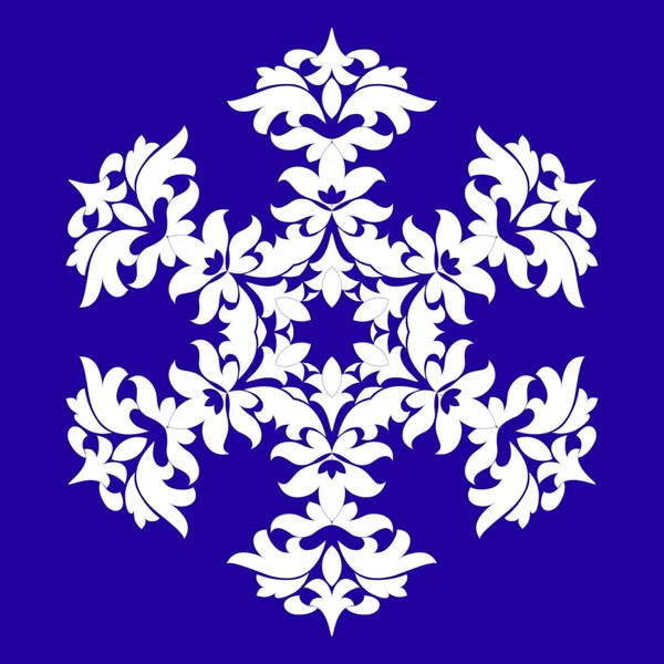 Sofistike kar tanesi tasarım öğesi mavi zemin üzerine. Satır yapısı en az vektör dekor. Set mandala stil Noel ve yeni yıl kar tanesi.