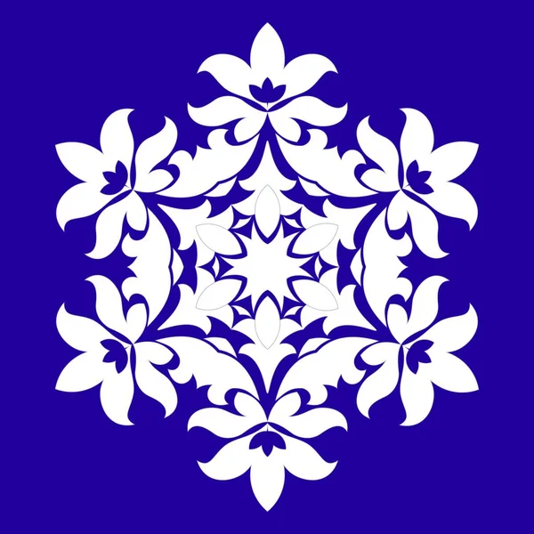Складний Елемент Дизайну Сніжинки Синьому Фоні Структура Лінії Мінімальний Векторний — стоковий вектор