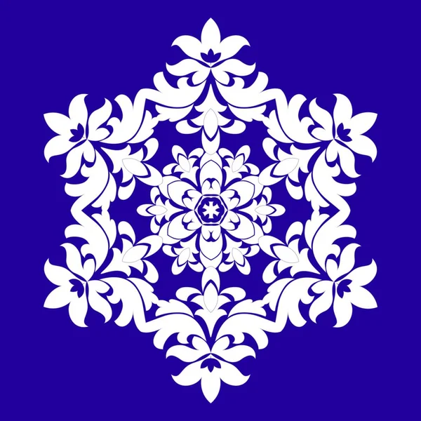 Сложный Элемент Дизайна Снежинки Синем Фоне Строение Линии Минимальный Векторный — стоковый вектор