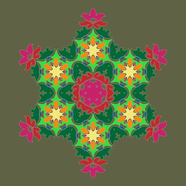 Sofistike kar tanesi tasarım öğesi Terrarium Moss zemin üzerine. Satır yapısı en az vektör dekor. Set mandala stil Noel ve yeni yıl kar tanesi.
