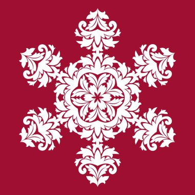 Kar taneleri arka plan. Böyle moda renkler kullanılan: şakacı kırmızı, preslenmiş Rose, tatlı Mısır. Vektör illüstrasyon izole kırmızı zemin üzerine soyut kar taneleri ile düz tasarım.