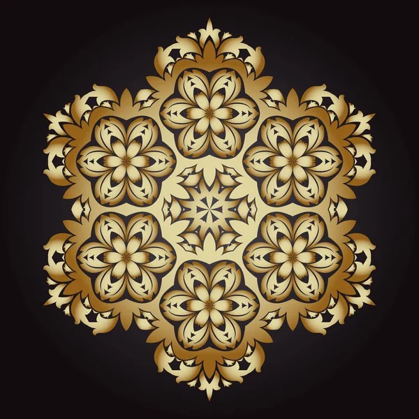 Mandala Schneeflocke Gold Tribal Vintage Hintergrund Mit Einem Medaillon Muster — Stockvektor