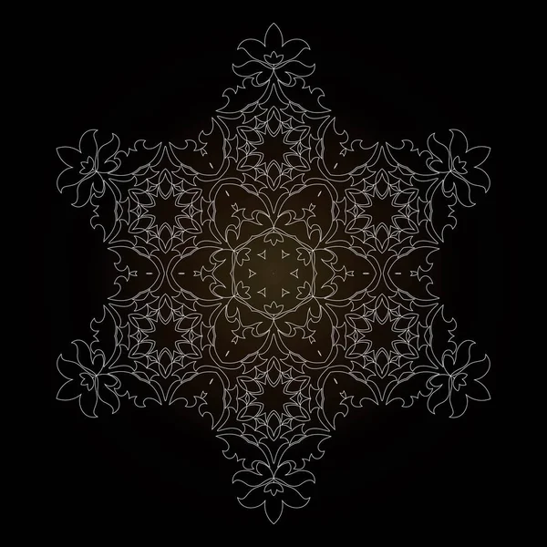 İzole anahat bir mandala şeklinde süs. Vintage mandala, çiçek stil öğeleri. Oryantal mandala desen, mavi arka plan üzerinde vektör çizim