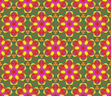 Dikişsiz desen Arapça veya Hint tarzı. Arabesk mandala Hint motifi retro vintage