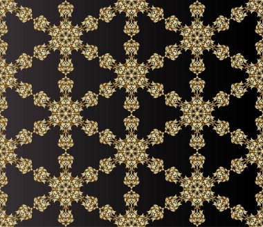 Geleneksel Hint tarzı, kına dövme, altın çıkartmalar, tasarım, mehndi ve yoga ile süs çiçek öğeleri kartları ve yazdırır. Altın mehndi Dikişsiz desen vektör çizim.