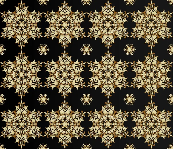 Geleneksel Hint tarzı, kına dövme, altın çıkartmalar, tasarım, mehndi ve yoga ile süs çiçek öğeleri kartları ve yazdırır. Altın mehndi Dikişsiz desen vektör çizim.